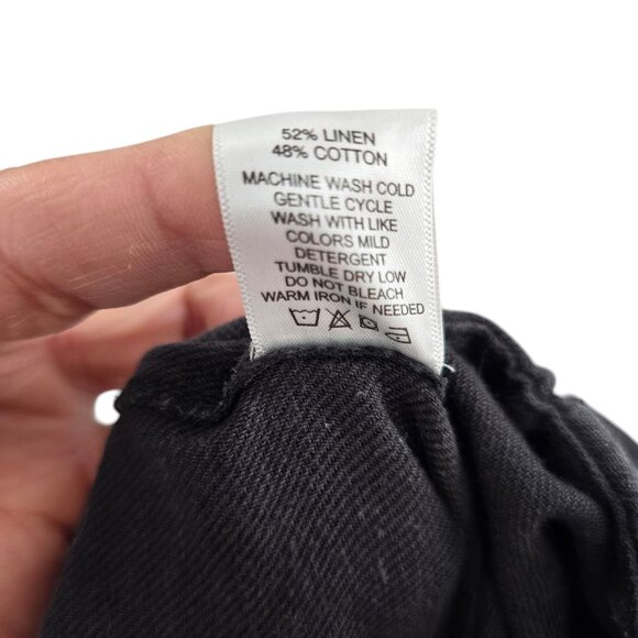 Able Black Linen Cotton Blend Charlie Tapered Oversize Pants Pockets Size 14 - Picture 8 of 12